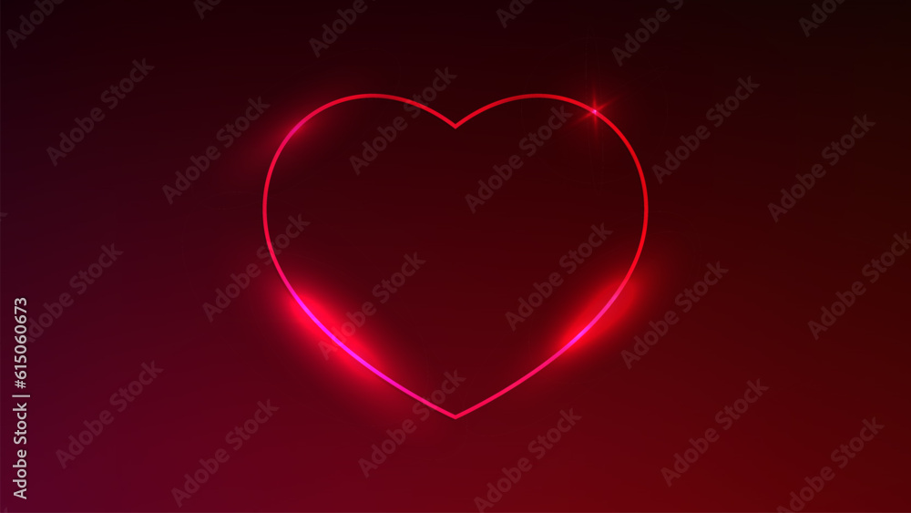 Neon frame in heart form with shining effects