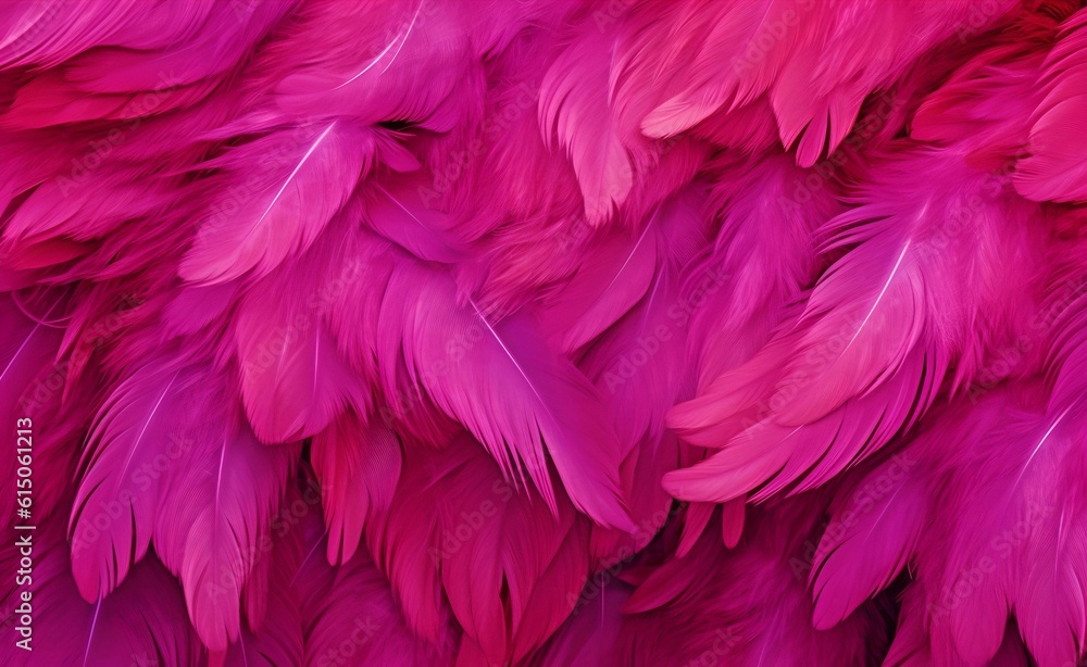 Viva Magenta Feathers Detailed Abstract Texture. Generative AI.