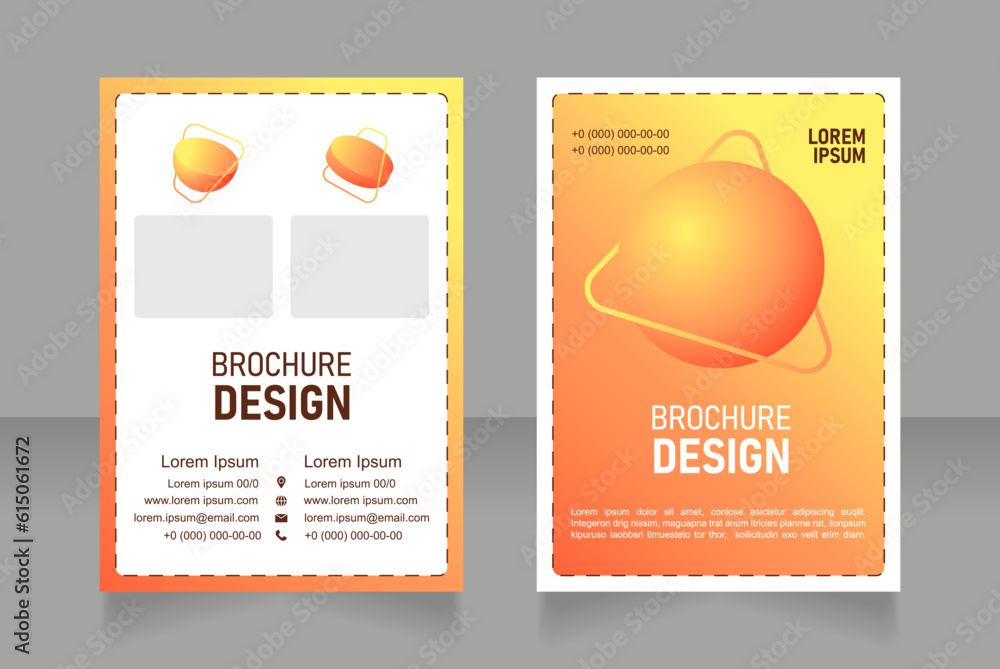 Solar blank brochure design. Template set with copy space for text. Premade corporate reports collection. Editable 2 paper pages. Bahnschrift SemiLight, Bold SemiCondensed, Arial Regular fonts used