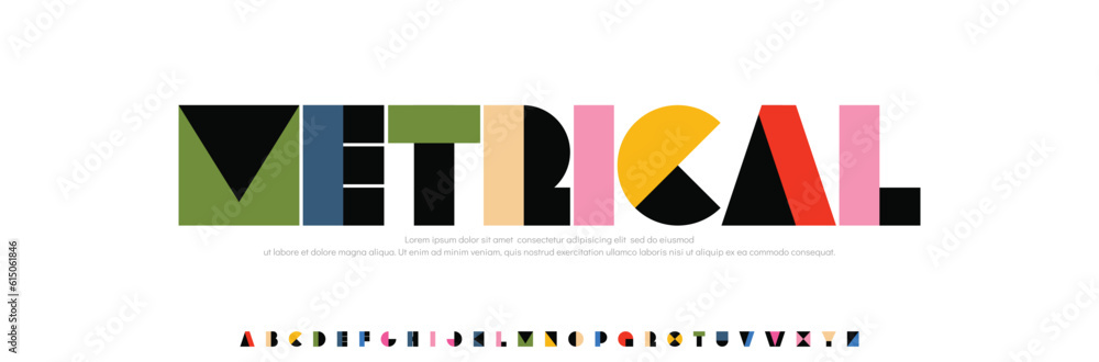 Matrical Font Matrical, geometric shape font color alphabet letters. Modern logo ...