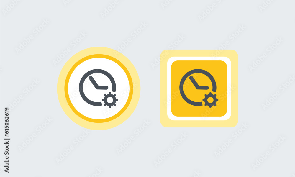 Time management icon. clock with cog wheel Concept study, process,work Business gear. Vector illustration Time management icon. clock with cog wheel Concept study, process,work Business gear. Vector illustration