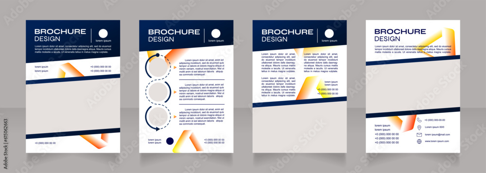 Drug development innovation blank brochure design. Template set with copy space for text. Premade corporate reports collection. Editable 4 paper pages. Syne Bold, Arial Regular fonts used