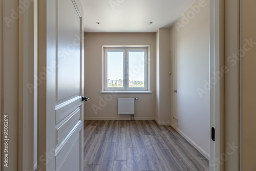 Empty apartment with modern renovation  unfurnished. Real photo