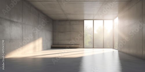 AI Generated. AI Generative. Empty concrete cement architecture room grey color. Gym yoga dance studion. Graphic Art