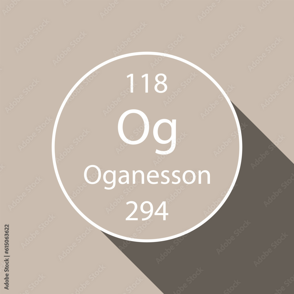 Oganesson symbol with long shadow design. Chemical element of the periodic table. Vector illustration. Oganesson symbol with long shadow design. Chemical element of the periodic table. Vector illustration.