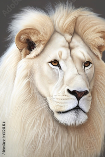 Horizontal close-up view of a picture of a beautiful old white male lion © Crazy Dark Queen