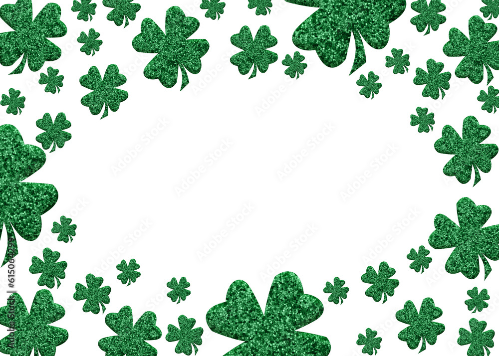 St patricks border with green shamrock isolated on white St patricks border with green shamrock isolated on white