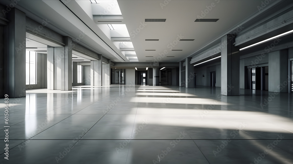 Modern white empty hall. Generative AI