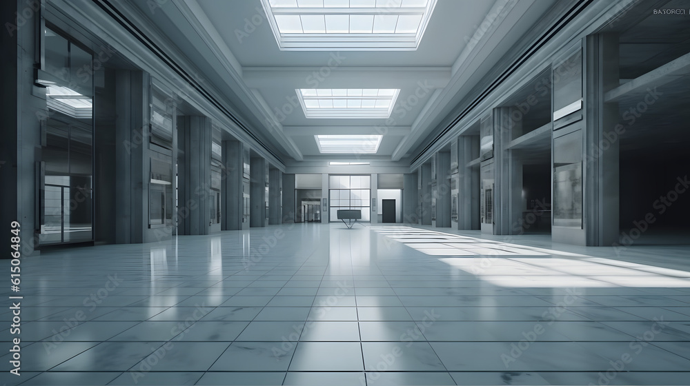 Modern white empty hall. Generative AI Modern white empty hall. Generative AI