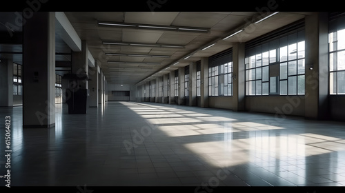 Modern white empty hall. Generative AI