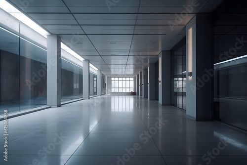 Modern white empty hall. Generative AI