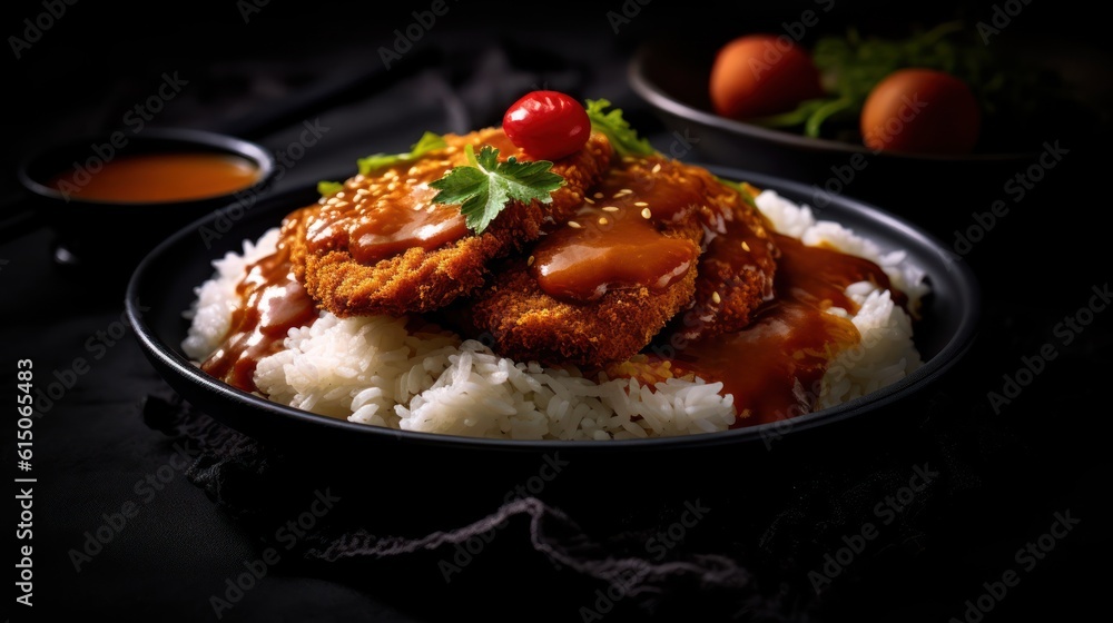 rice with chicken HD 8K wallpaper Stock Photographic Image