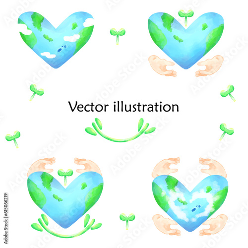 Green heart earth, love earth Vector illustration photo