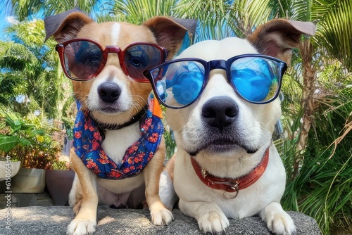 dogs wearing sunglasses, generative ai © drimerz