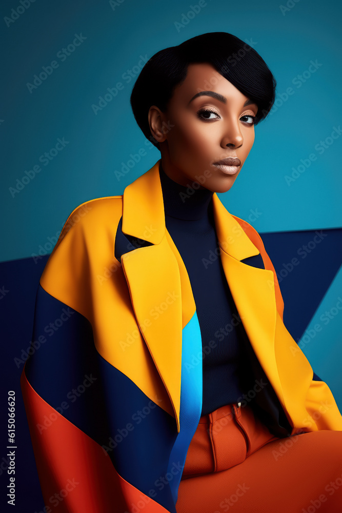 Φωτογραφία Beauty young african american girl in fashion clothing posing colorful background