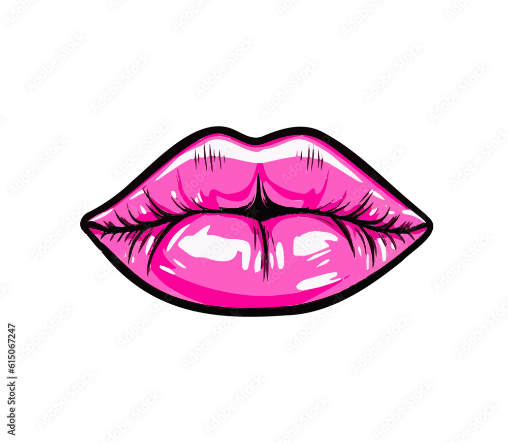 Juicy pink lips on white background, isolated vector icon, lipgloss icon, lipgloss, female beauty, make up Juicy pink lips on white background, isolated vector icon, lipgloss icon, lipgloss, female beauty, make up