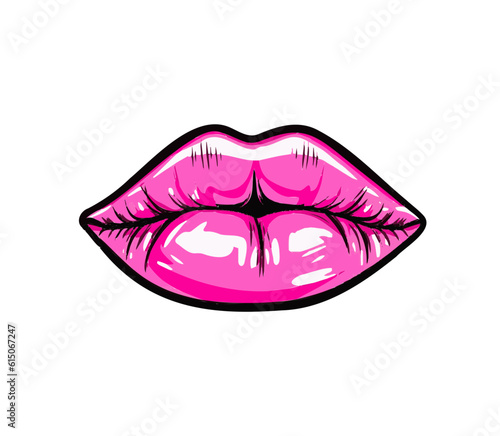 Juicy pink lips on white background, isolated vector icon, lipgloss icon, lipgloss, female beauty, make up