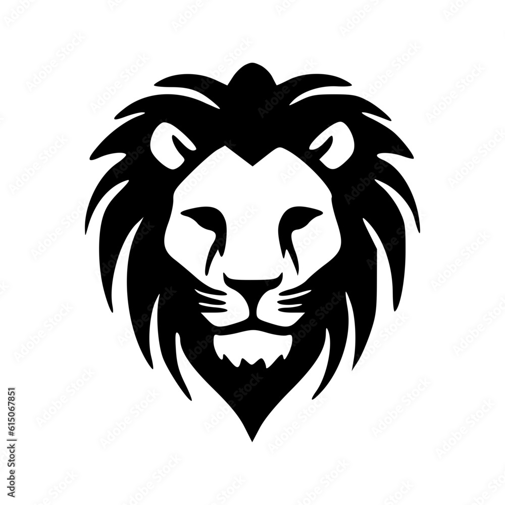 Lion head black outlines monochrome vector illustration Lion head black outlines monochrome vector illustration