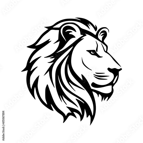 Lion side head black outlines monochrome vector illustration