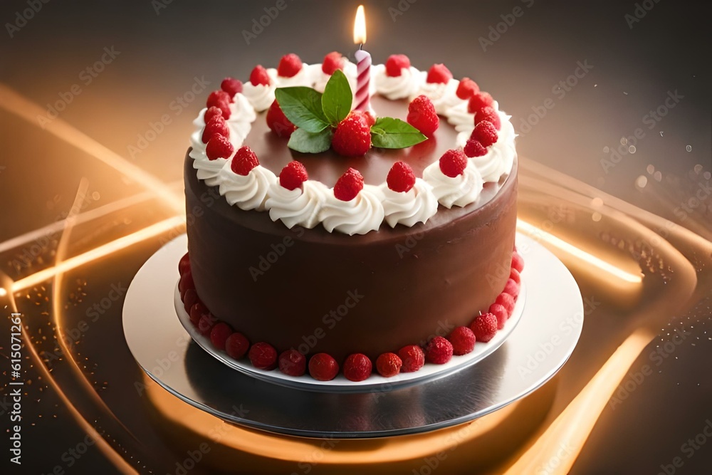 birthday cake with candles generated by Ai
