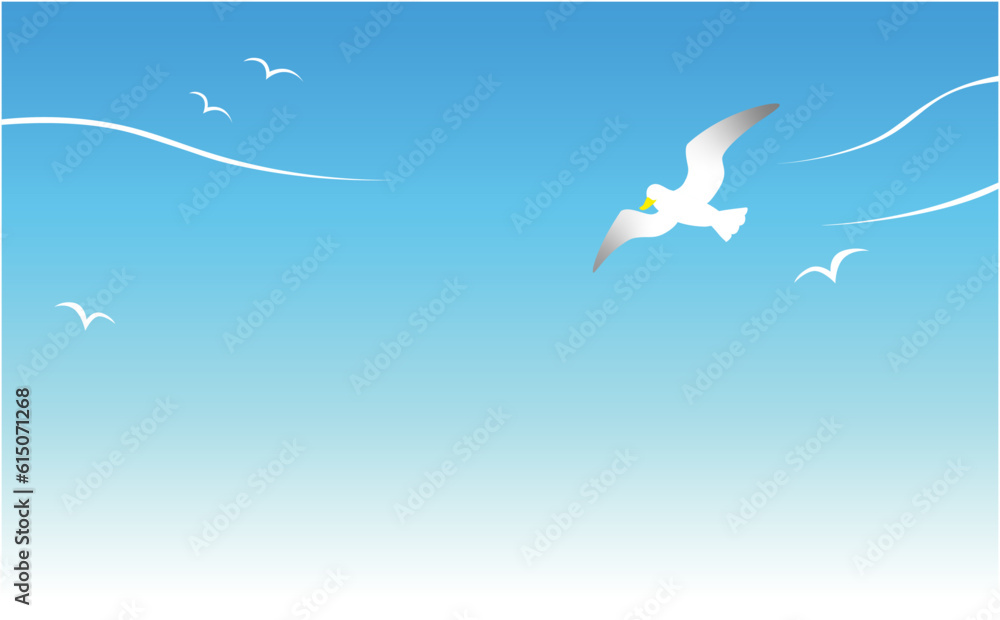 Obraz premium 爽やかな青空とカモメ