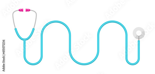 Blue stethoscope instrument vector design element. Abstract customizable symbol for infographic with blank copy space. Editable shape for instructional graphics. Visual data presentation component