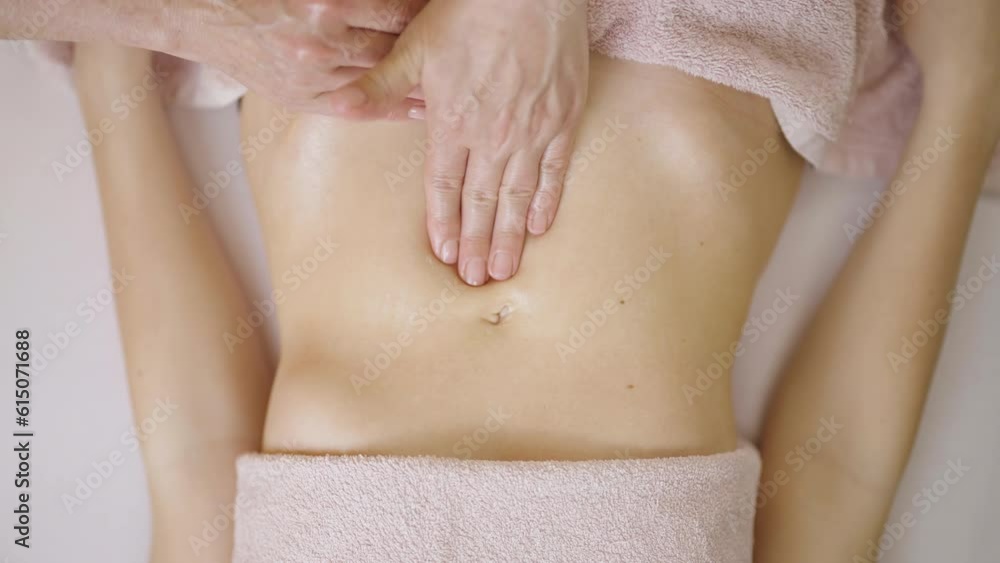 Calming and Rejuvenating Massage for Women Stomach Top View 4K Calming and Rejuvenating Massage for Women Stomach Top View 4K