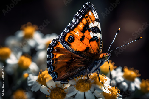 Beautiful butterfly in a flower. Generative AI © PIRMYN