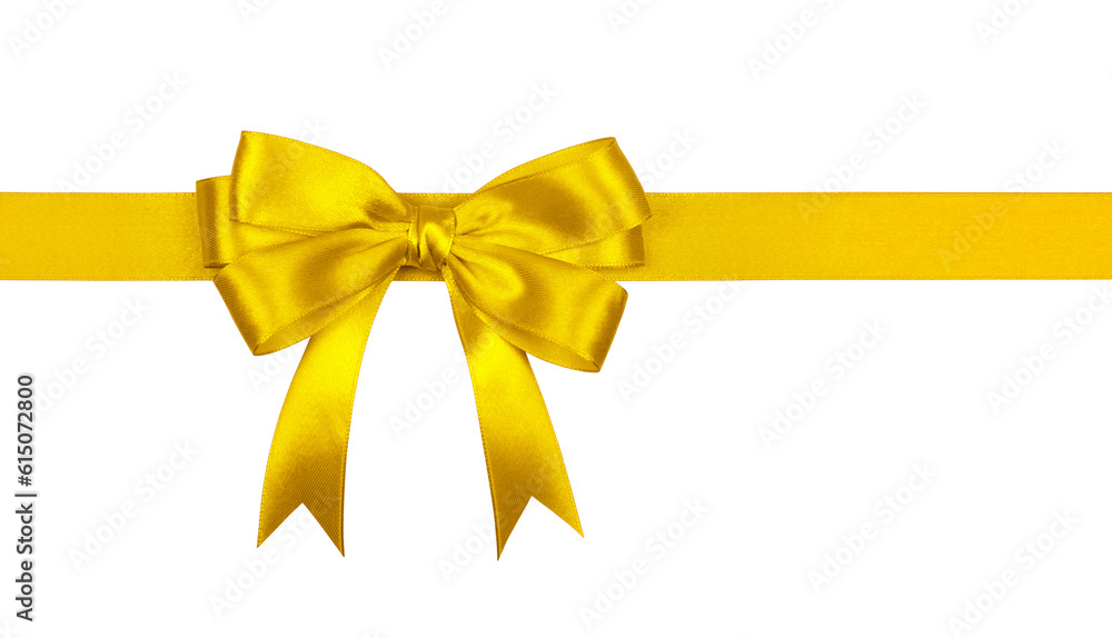 Gift yellow ribbon and bow isolated on white background. Gift yellow ribbon and bow isolated on white background.