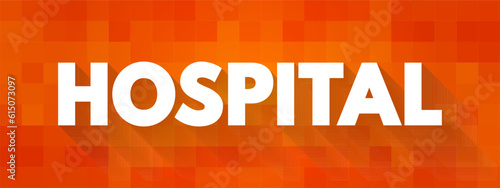 Hospital - an institution providing medical and surgical treatment and nursing care for sick or injured people, text concept background