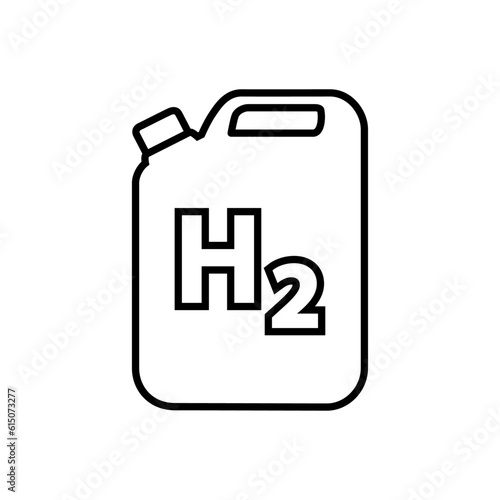 Container con gas hidrógeno. Botella lineal con texto h2. Combustible alternativo ecológico