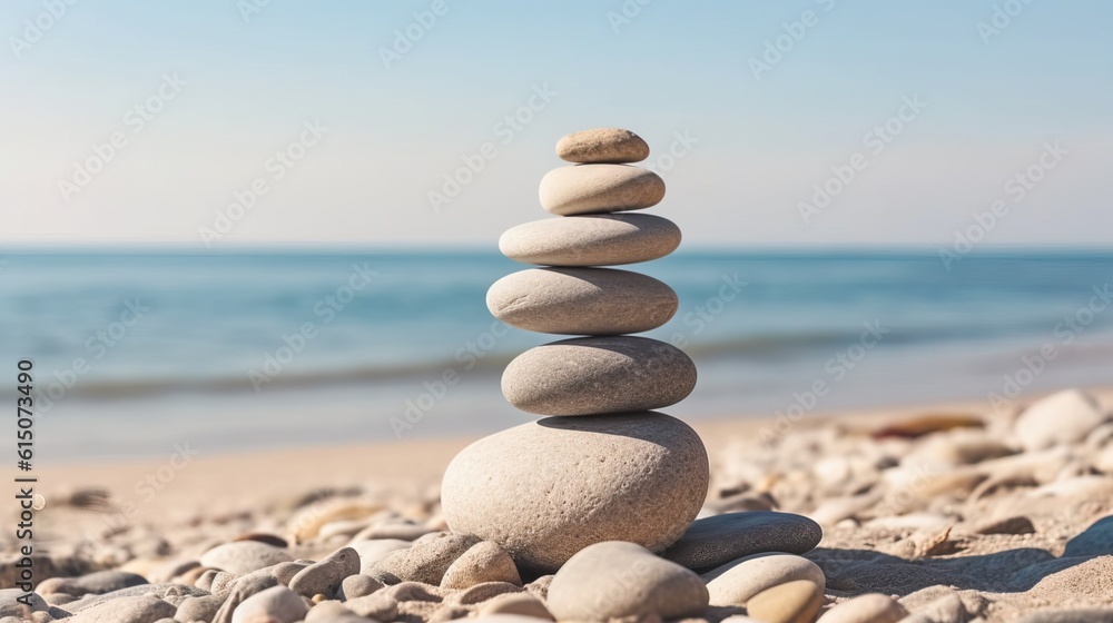 Fototapeta premium Pyramid of stones at a tropical beach