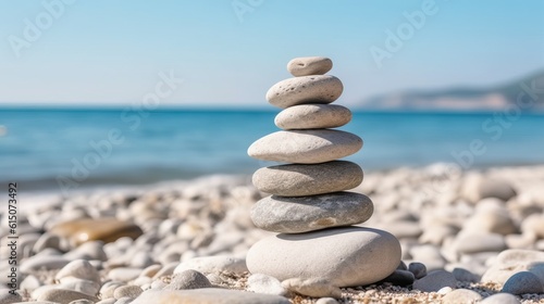 Pyramid of stones at a tropical beach