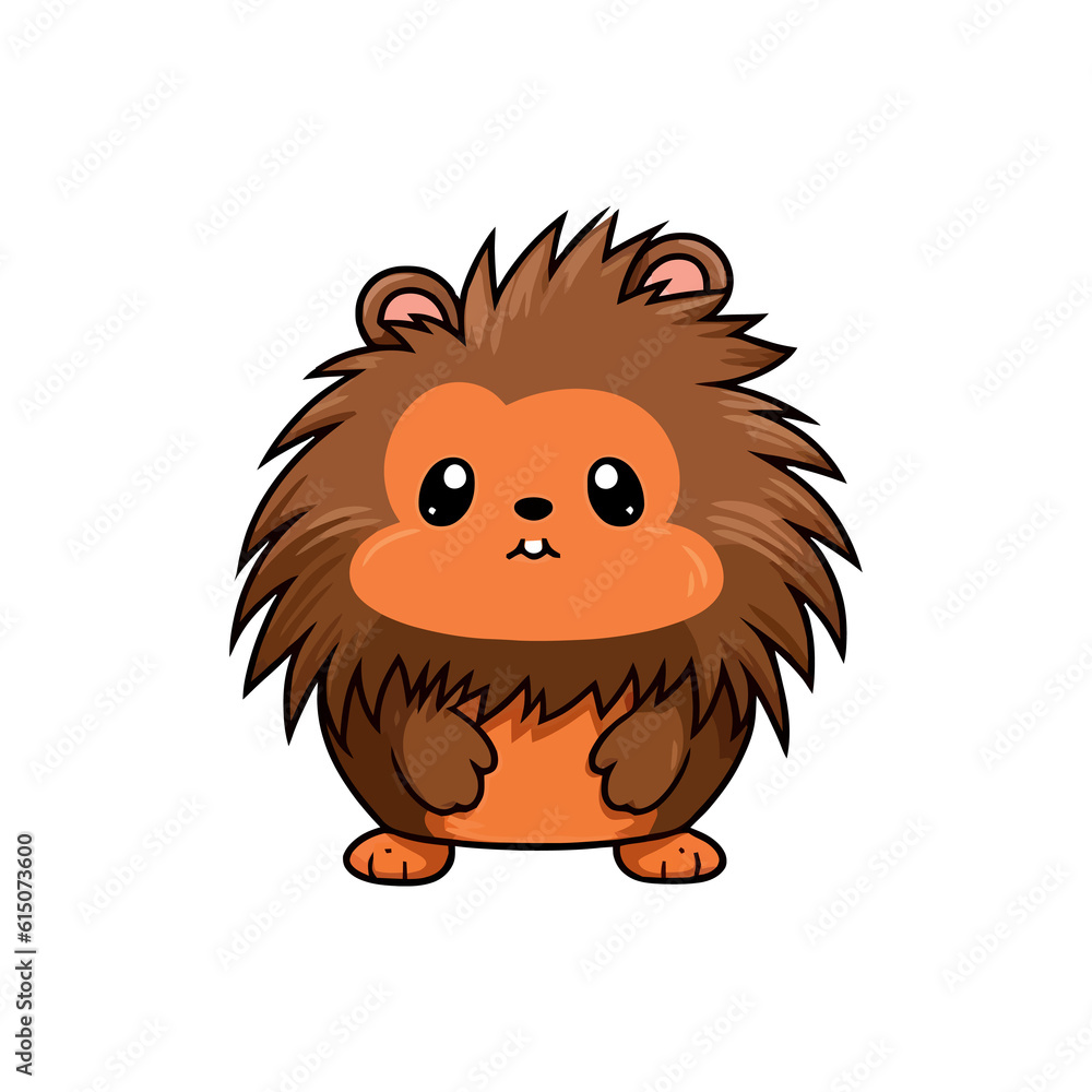 Porcupine Pals: 2D Illustration Featuring a Sweet and Cute Porcupine