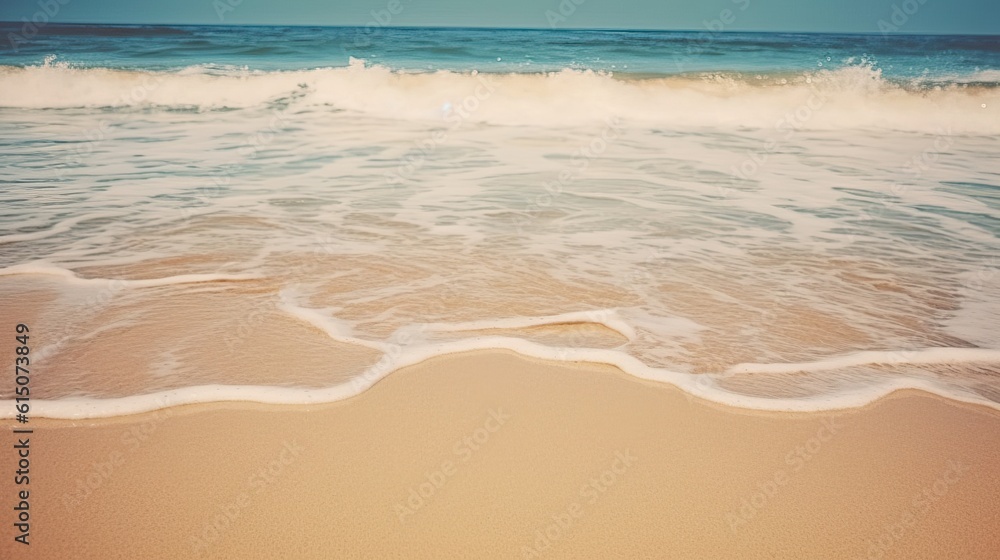 Waves on a beach with clear skies