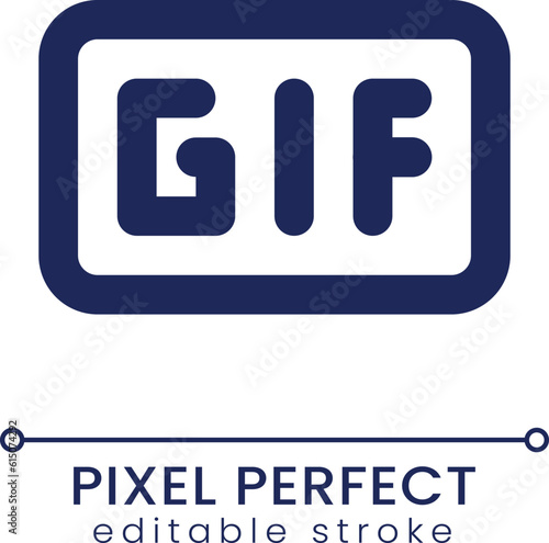 GIF pixel perfect linear ui icon. Graphics interchange format. Animated image. GUI, UX design. Outline isolated user interface element for app and web. Editable stroke. Poppins font used