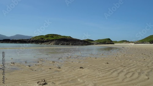 Beach of Ireland. Atlantic ocean beach, mountains. Wild Atlantic way.