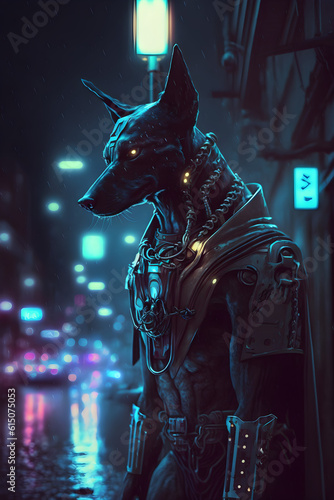 A Human Dog in a Cyber City (Generative AI) "Version 1" © Michael