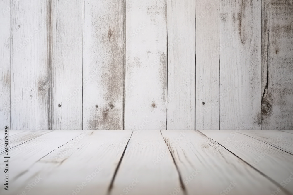 Light wooden blank background. Empty wooden table on a wooden wall background. Blank space white texture.The background can be used for mounting, presentation or displaying your products.Generative AI Light wooden blank background. Empty wooden table on a wooden wall background. Blank space white texture.The background can be used for mounting, presentation or displaying your products.Generative AI