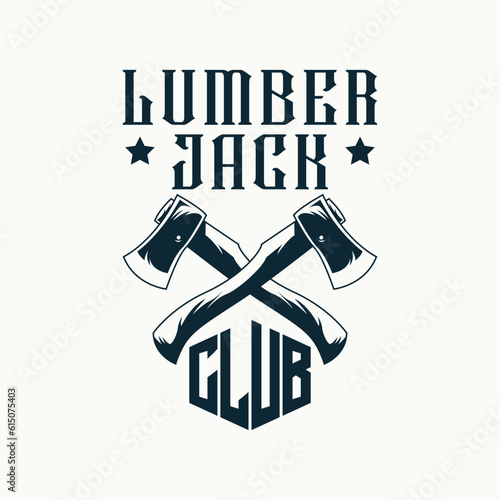 lumber jack club symbol, vintage woodcutter logo design