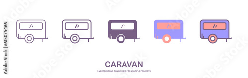 Rv cars logo icons set. caravan icon vector illustration. Outline set of rv cars logo vector icons for web design isolated on white background.