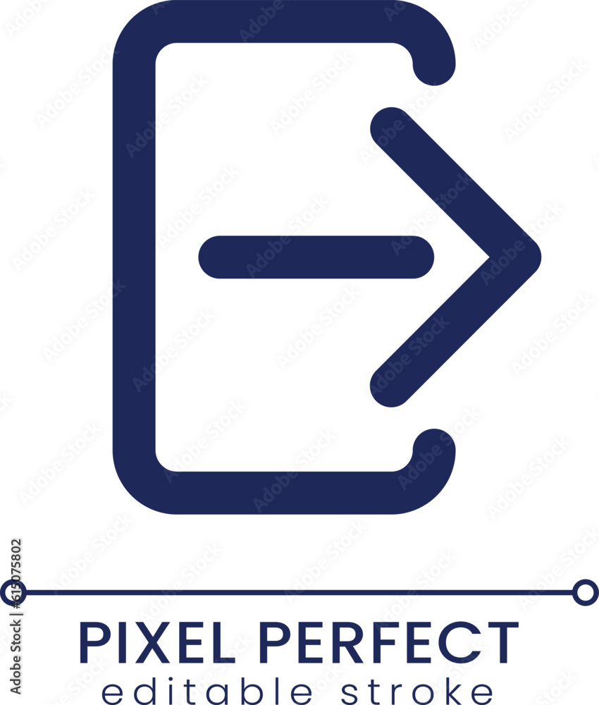 Logout pixel perfect linear ui icon. Finish session. Quit personal account. Messenger. GUI, UX design. Outline isolated user interface element for app and web. Editable stroke. Poppins font used Logout pixel perfect linear ui icon. Finish session. Quit personal account. Messenger. GUI, UX design. Outline isolated user interface element for app and web. Editable stroke. Poppins font used