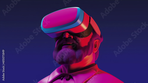 The AI-generated render of a cool uncle wearing virtual reality (VR) goggles. Vibrant and innovative style. Nurturing the creative minds of loved ones and embracing their artistic side. © Guttersnipe