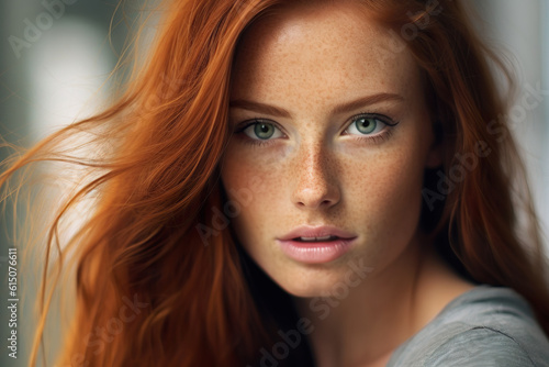 Image of young attractive woman with redhead