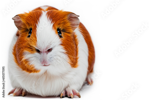 Guinea pig on a white background and space for text.