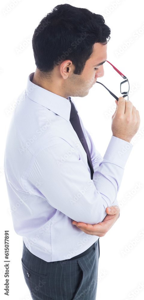 Digital png photo of worried biracial businessman on transparent background Digital png photo of worried biracial businessman on transparent background