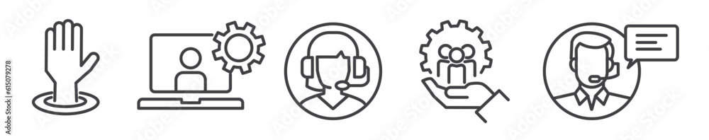 Collection of customer support Vector Line Icons. Pictogram Set on white Background - obrazy, fototapety, plakaty 