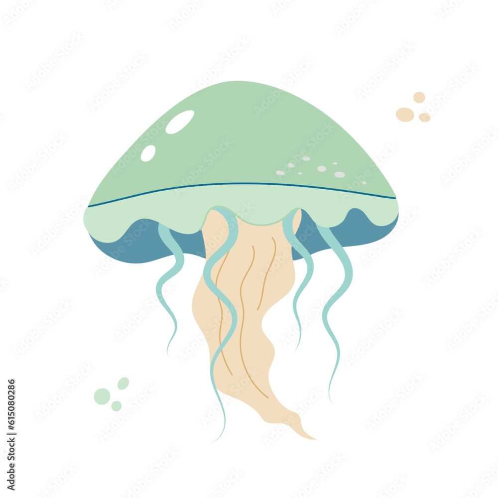 Jellyfish cartoony flat decoration. Hand-drawn poisonous medusa, marine oceanic inhabitant, simple nautical character design. Isolated. Vector illustration. Jellyfish cartoony flat decoration. Hand-drawn poisonous medusa, marine oceanic inhabitant, simple nautical character design. Isolated. Vector illustration.