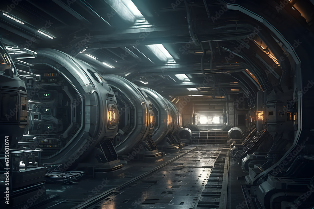 Futuristic Cosmic Station on Interstellar Spaceships Futuristic Cosmic Station on Interstellar Spaceships
