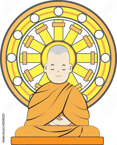 Buddhist monks practicing meditation by meditating